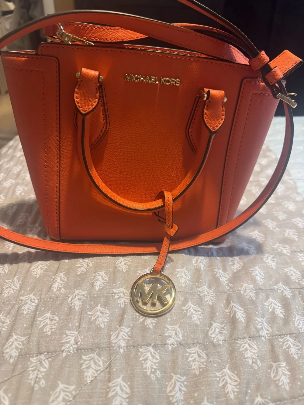 Michael Kors Bright Orange Saffiano Leather Satchel